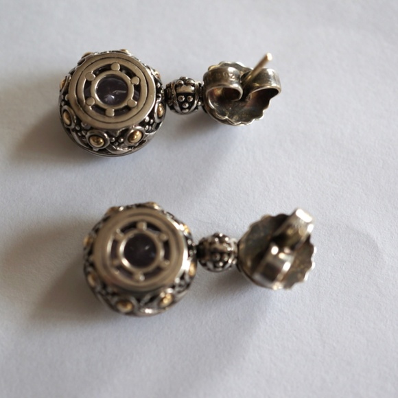 John Hardy Sapphire & Diamond Earrings - Picture 5 of 6